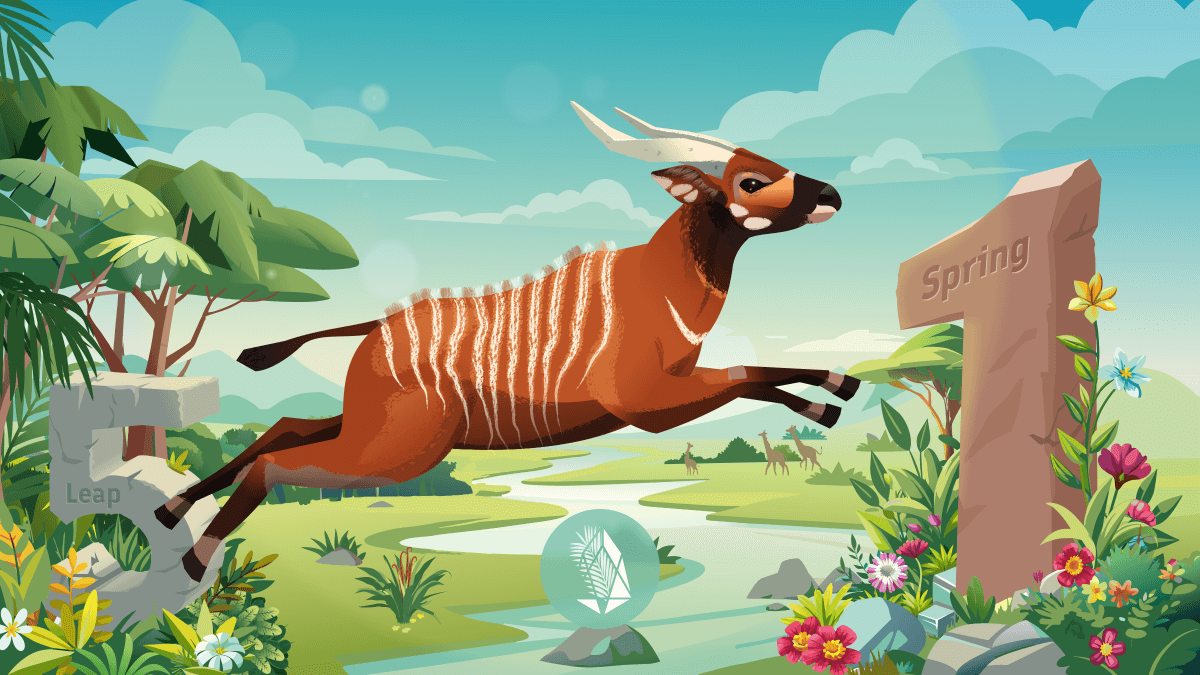 Jungle Antelope Bongo Leap to Spring